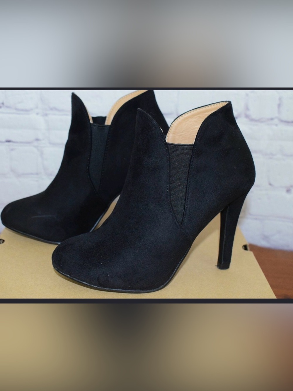 Black Women's Suede High-Heel Ankle Booties